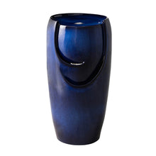 Load image into Gallery viewer, 29.25"H Oversized Cobalt Blue Ceramic Pot Fountain with Pump and LED Light