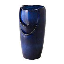 Load image into Gallery viewer, 29.25"H Oversized Cobalt Blue Ceramic Pot Fountain with Pump and LED Light