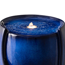 Load image into Gallery viewer, 29.25"H Oversized Cobalt Blue Ceramic Pot Fountain with Pump and LED Light