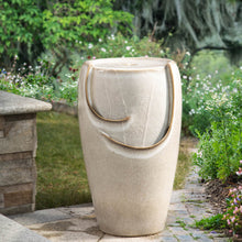 Load image into Gallery viewer, 21.25"H Sand Beige Ceramic Pot Fountain with Pump and LED Light