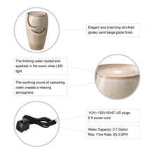 Load image into Gallery viewer, 21.25"H Sand Beige Ceramic Pot Fountain with Pump and LED Light