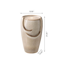 Load image into Gallery viewer, 21.25"H Sand Beige Ceramic Pot Fountain with Pump and LED Light