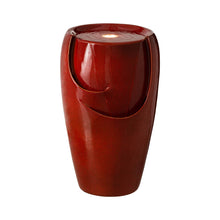 Load image into Gallery viewer, 21.25"H Red Ceramic Pot Fountain with Pump and LED Light