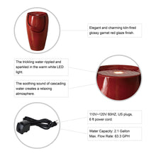 Load image into Gallery viewer, 21.25"H Red Ceramic Pot Fountain with Pump and LED Light