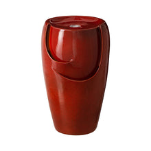 Load image into Gallery viewer, 21.25"H Red Ceramic Pot Fountain with Pump and LED Light