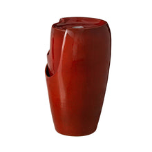 Load image into Gallery viewer, 21.25"H Red Ceramic Pot Fountain with Pump and LED Light