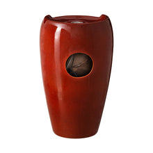 Load image into Gallery viewer, 21.25"H Red Ceramic Pot Fountain with Pump and LED Light