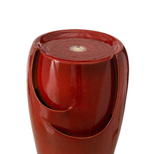 Load image into Gallery viewer, 21.25"H Red Ceramic Pot Fountain with Pump and LED Light