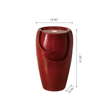 Load image into Gallery viewer, 21.25"H Red Ceramic Pot Fountain with Pump and LED Light