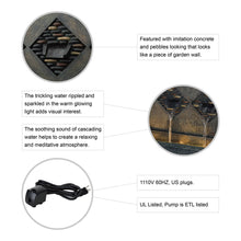 Load image into Gallery viewer, 30"L Oversized Faux Concrete and Pebbles Polyresin Outdoor Fountain with LED Light and Pump