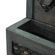 Load image into Gallery viewer, 30"L Oversized Faux Concrete and Pebbles Polyresin Outdoor Fountain with LED Light and Pump