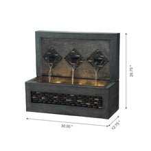 Load image into Gallery viewer, 30"L Oversized Faux Concrete and Pebbles Polyresin Outdoor Fountain with LED Light and Pump