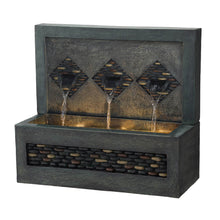 Load image into Gallery viewer, 30"L Oversized Faux Concrete and Pebbles Polyresin Outdoor Fountain with LED Light and Pump
