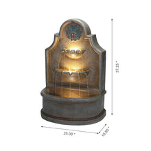 Load image into Gallery viewer, 37.25"H Oversized Antique European Style 3-Tier Polyresin Outdoor Fountain with LED Light and Pump