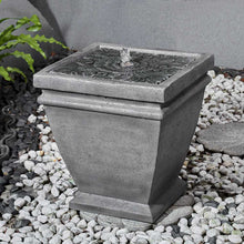 Load image into Gallery viewer, 17.5"H Elegant Stone Sculpture Pattern Polyresin Outdoor Fountain with LED Light and Pump