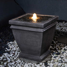 Load image into Gallery viewer, 17.5"H Elegant Stone Sculpture Pattern Polyresin Outdoor Fountain with LED Light and Pump