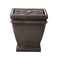 Load image into Gallery viewer, 17.5"H Elegant Stone Sculpture Pattern Polyresin Outdoor Fountain with LED Light and Pump