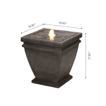 Load image into Gallery viewer, 17.5"H Elegant Stone Sculpture Pattern Polyresin Outdoor Fountain with LED Light and Pump