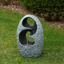 Load image into Gallery viewer, 28"H Zen Style Rock Textured Polyresin Outdoor Fountain with LED Light and Pump