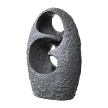 Load image into Gallery viewer, 28"H Zen Style Rock Textured Polyresin Outdoor Fountain with LED Light and Pump