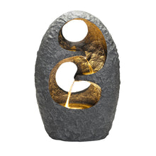 Load image into Gallery viewer, 28"H Zen Style Rock Textured Polyresin Outdoor Fountain with LED Light and Pump