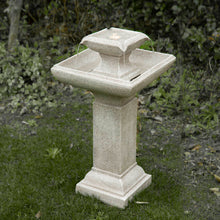 Load image into Gallery viewer, 25.75"H Modern and Minimalist Pedestal 2-Tier Polyresin Outdoor Fountain with LED Light and Pump