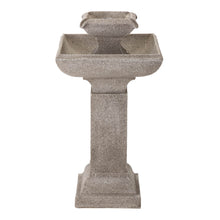 Load image into Gallery viewer, 25.75"H Modern and Minimalist Pedestal 2-Tier Polyresin Outdoor Fountain with LED Light and Pump