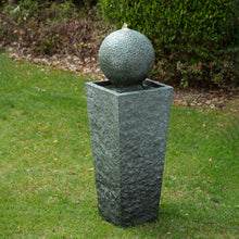Load image into Gallery viewer, 40.25"H Modern Oversized Geometric Pedestal and Sphere Polyresin Outdoor Fountain with LED Light and Pump