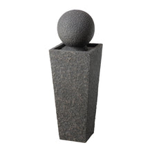 Load image into Gallery viewer, 40.25"H Modern Oversized Geometric Pedestal and Sphere Polyresin Outdoor Fountain with LED Light and Pump