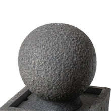 Load image into Gallery viewer, 40.25"H Modern Oversized Geometric Pedestal and Sphere Polyresin Outdoor Fountain with LED Light and Pump