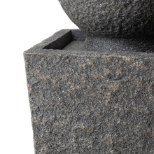 Load image into Gallery viewer, 40.25"H Modern Oversized Geometric Pedestal and Sphere Polyresin Outdoor Fountain with LED Light and Pump