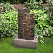 Load image into Gallery viewer, 38.75"H Oversized Low Garden Wall Polyresin Outdoor Fountain with LED Light and Pump