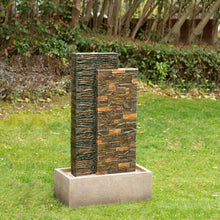 Load image into Gallery viewer, 38.75"H Oversized Low Garden Wall Polyresin Outdoor Fountain with LED Light and Pump