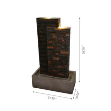 Load image into Gallery viewer, 38.75"H Oversized Low Garden Wall Polyresin Outdoor Fountain with LED Light and Pump