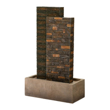 Load image into Gallery viewer, 38.75"H Oversized Low Garden Wall Polyresin Outdoor Fountain with LED Light and Pump