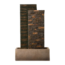 Load image into Gallery viewer, 38.75"H Oversized Low Garden Wall Polyresin Outdoor Fountain with LED Light and Pump