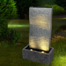 Load image into Gallery viewer, 38.25"H Oversized Faux Stone Wall Polyresin Outdoor Fountain with LED Light and Pump