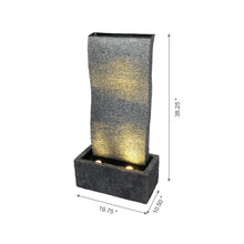 Load image into Gallery viewer, 38.25"H Oversized Faux Stone Wall Polyresin Outdoor Fountain with LED Light and Pump