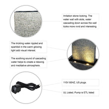 Load image into Gallery viewer, 38.25"H Oversized Faux Stone Wall Polyresin Outdoor Fountain with LED Light and Pump