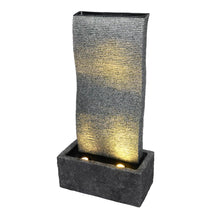 Load image into Gallery viewer, 38.25"H Oversized Faux Stone Wall Polyresin Outdoor Fountain with LED Light and Pump