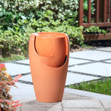 Load image into Gallery viewer, 21.25"H Terracotta Ceramic Fountain with Pump and LED Light