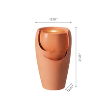 Load image into Gallery viewer, 21.25"H Terracotta Ceramic Fountain with Pump and LED Light