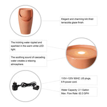 Load image into Gallery viewer, 21.25"H Terracotta Ceramic Fountain with Pump and LED Light
