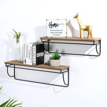 Load image into Gallery viewer, Farmhouse Metal/Wooden Wall Mounted Shelves, Set of 2
