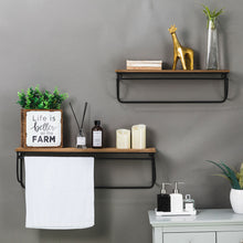 Load image into Gallery viewer, Farmhouse Metal/Wooden Wall Mounted Shelves, Set of 2