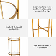 Load image into Gallery viewer, 42"H Regency Modern 2-Tier Gold Mirror Organizer Floor Shelf
