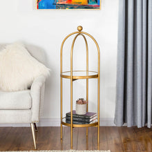 Load image into Gallery viewer, 42"H Regency Modern 2-Tier Gold Mirror Organizer Floor Shelf