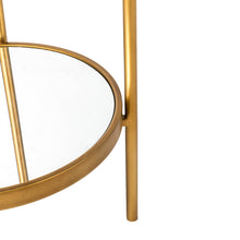 Load image into Gallery viewer, 42"H Regency Modern 2-Tier Gold Mirror Organizer Floor Shelf