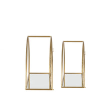 Load image into Gallery viewer, Set of 2 Regency Modern Gold Fan Shaped Wall Shelf With Mirror Base