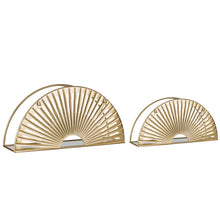 Load image into Gallery viewer, Set of 2 Regency Modern Gold Fan Shaped Wall Shelf With Mirror Base